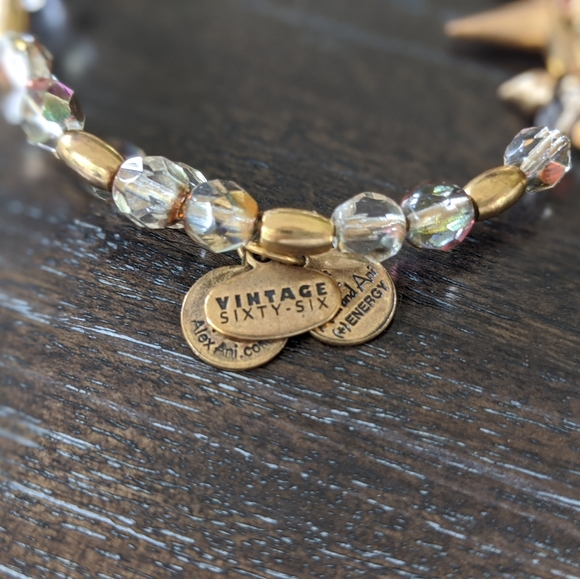 Alex and Ani Gold and Crystal Spike Bracelet - Picture 2 of 6